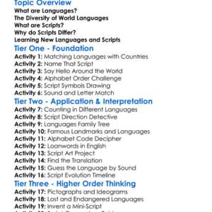 World Languages And Scripts Worksheet Activity Booklet