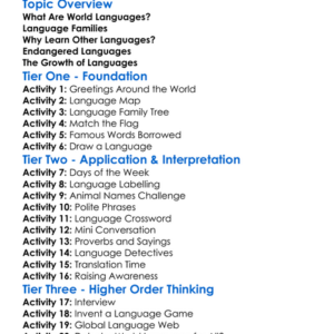 World Languages Worksheet Activity Booklet