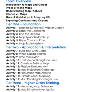 World Maps And Globes Worksheet Activity Booklet