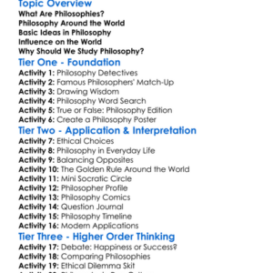 World Philosophies Worksheet Activity Booklet