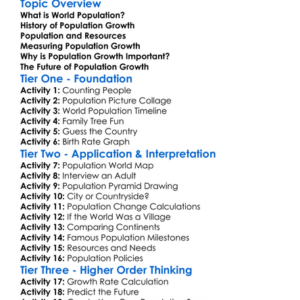 World Population Growth Worksheet Activity Booklet