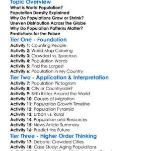 World Population Patterns Worksheet Activity Booklet
