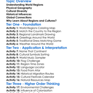 World Regions And Cultures Worksheet Activity Booklet