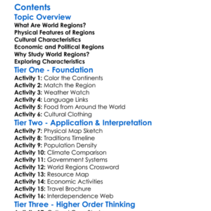 World Regions And Their Characteristics Worksheet Activity Booklet