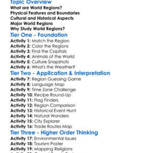World Regions Worksheet Activity Booklet