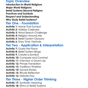 World Religions And Belief Systems Worksheet Activity Booklet