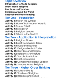 World Religions Worksheet Activity Booklet