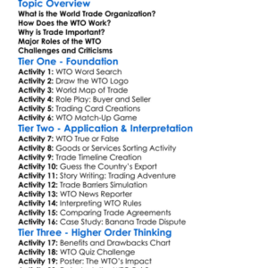 World Trade Organization Worksheet Activity Booklet