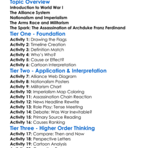 World War I Causes Worksheet Activity Booklet