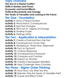World War I Consequences Worksheet Activity Booklet