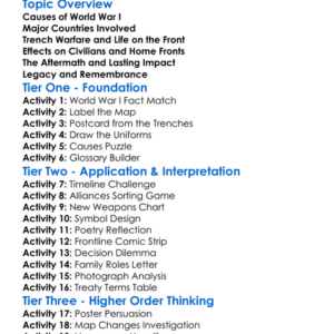 World War I Worksheet Activity Booklet