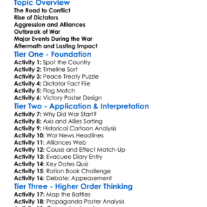 World War Ii Causes And Events Worksheet Activity Booklet