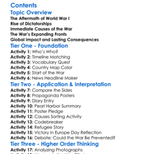 World War Ii Causes And Global Impact Worksheet Activity Booklet