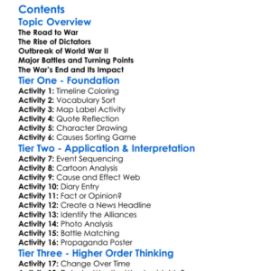 World War Ii Causes And Major Events Worksheet Activity Booklet