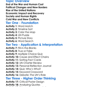 World War Ii Consequences Worksheet Activity Booklet