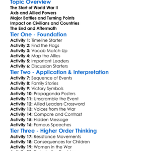 World War Ii Major Events Worksheet Activity Booklet