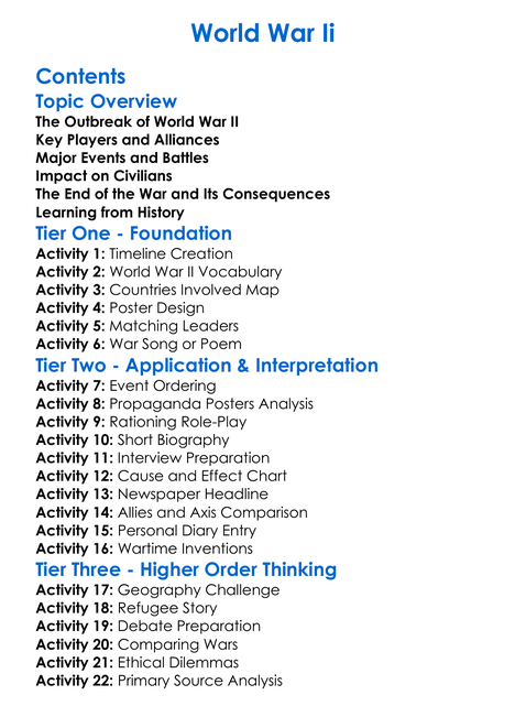 World War Ii Worksheet Activity Booklet