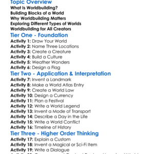 Worldbuilding Worksheet Activity Booklet