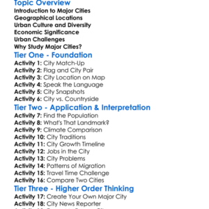 Worlds Major Cities Worksheet Activity Booklet