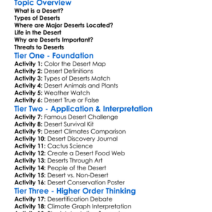 Worlds Major Deserts Worksheet Activity Booklet