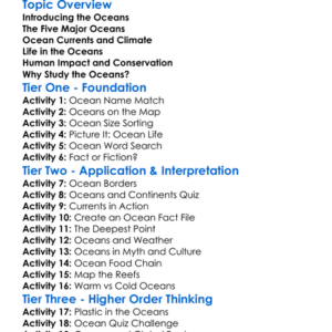 Worlds Major Oceans Worksheet Activity Booklet
