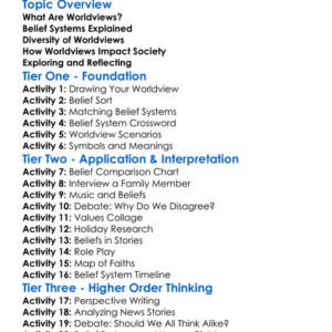 Worldviews And Belief Systems Worksheet Activity Booklet