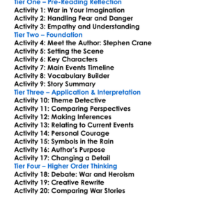 Wounds In The Rain Stephen Crane Worksheet Activity Booklet