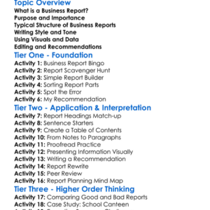 Writing Business Reports Worksheet Activity Booklet
