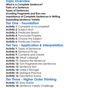 Writing Complete Sentences Worksheet Activity Booklet