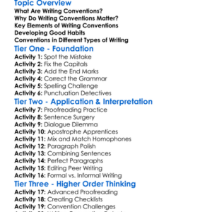 Writing Conventions Worksheet Activity Booklet