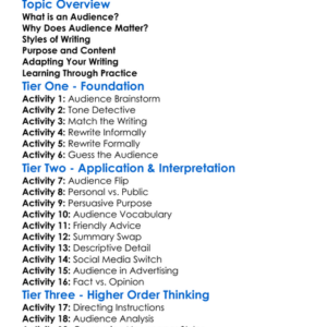 Writing For Different Audiences Worksheet Activity Booklet