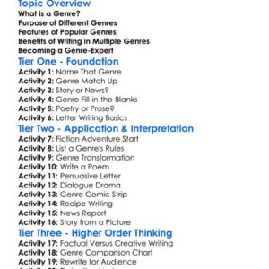Writing For Different Genres Worksheet Activity Booklet