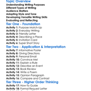Writing For Different Purposes Worksheet Activity Booklet