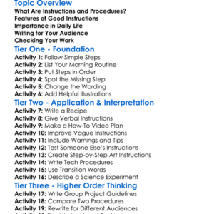 Writing Instructions And Procedures Worksheet Activity Booklet