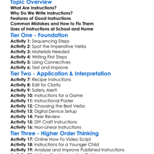 Writing Instructions Worksheet Activity Booklet