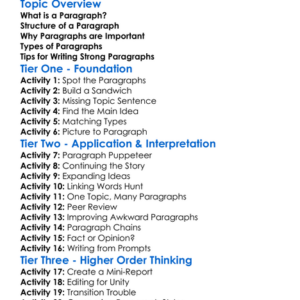 Writing Paragraphs Worksheet Activity Booklet