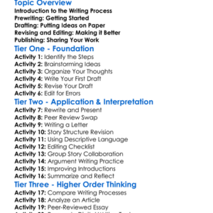 Writing Process Steps Worksheet Activity Booklet