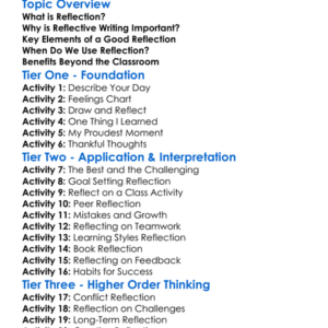 Writing Reflections Worksheet Activity Booklet