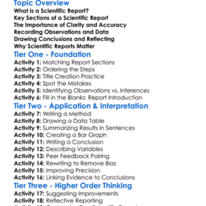 Writing Scientific Reports Worksheet Activity Booklet