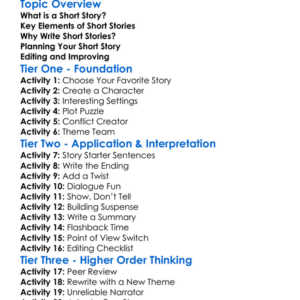 Writing Short Stories Worksheet Activity Booklet