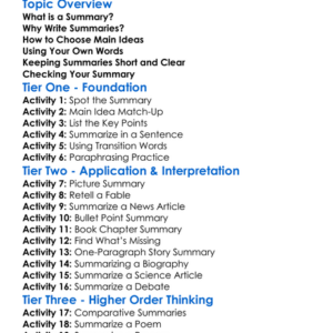 Writing Summaries Worksheet Activity Booklet