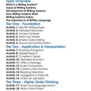 Writing Systems Worksheet Activity Booklet
