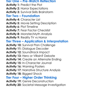 Wrong Turn 2 Dead End 2007 Worksheet Activity Booklet