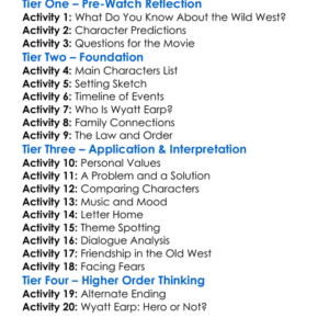 Wyatt Earp 1994 Worksheet Activity Booklet