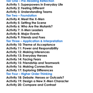 X-Men General Worksheet Activity Booklet