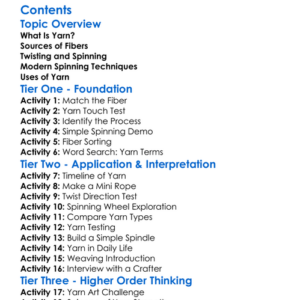Yarn Formation And Spinning Techniques Worksheet Activity Booklet