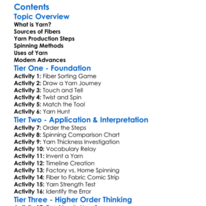 Yarn Production And Spinning Methods Worksheet Activity Booklet