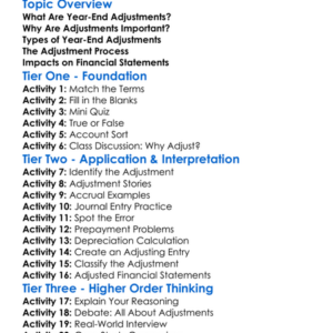 Year-End Adjustments Worksheet Activity Booklet