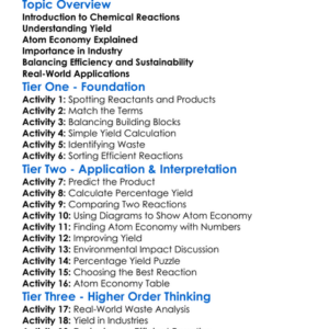 Yield And Atom Economy Worksheet Activity Booklet