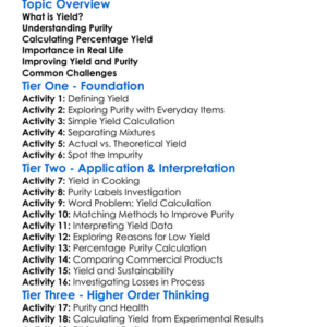 Yield And Purity Worksheet Activity Booklet